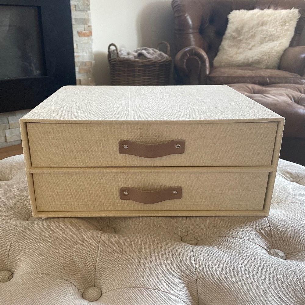 Off white textured. two-draw desk file.